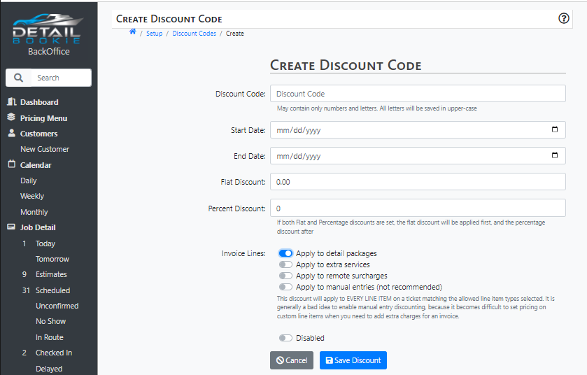 Creating Discount Codes