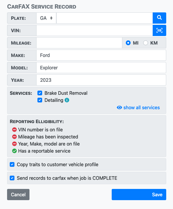 CarFAX Reporting Guide