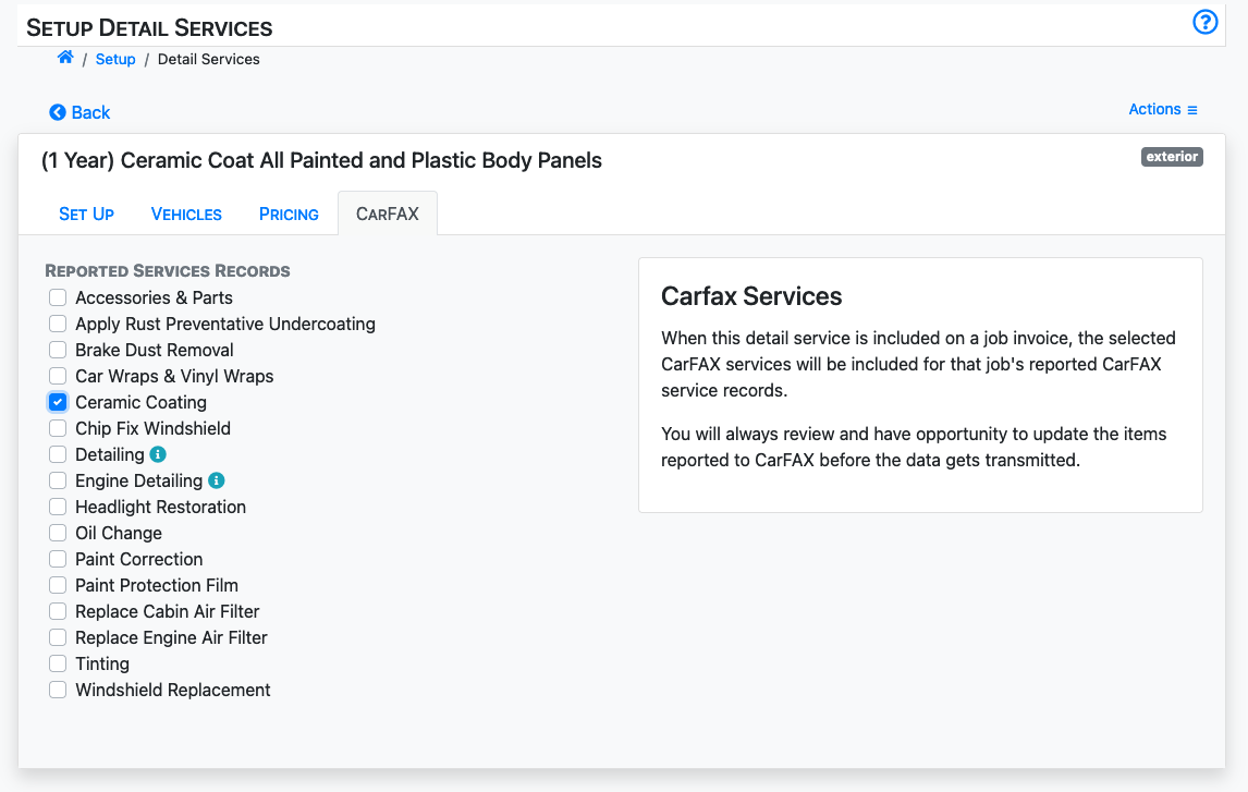 CarFAX Setup Guide